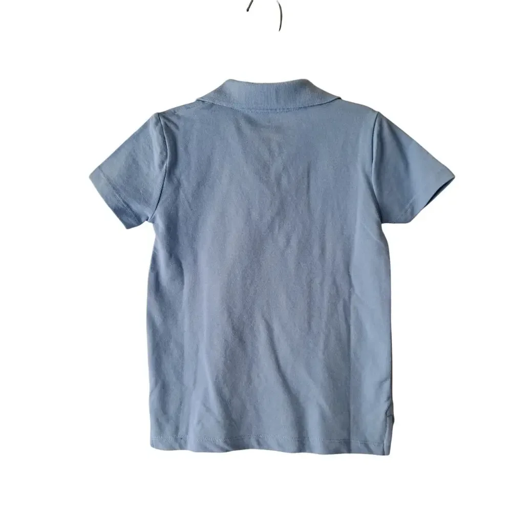 NWT Crewcuts Piqué Polo Shirt Short Sleeve Faded Chambray Blue Girls Size 4-5